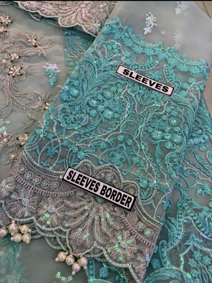 3 Piece - Organza Full Heavy Embroidered Suit with Embroidered Organza Dupatta (Unstitched)