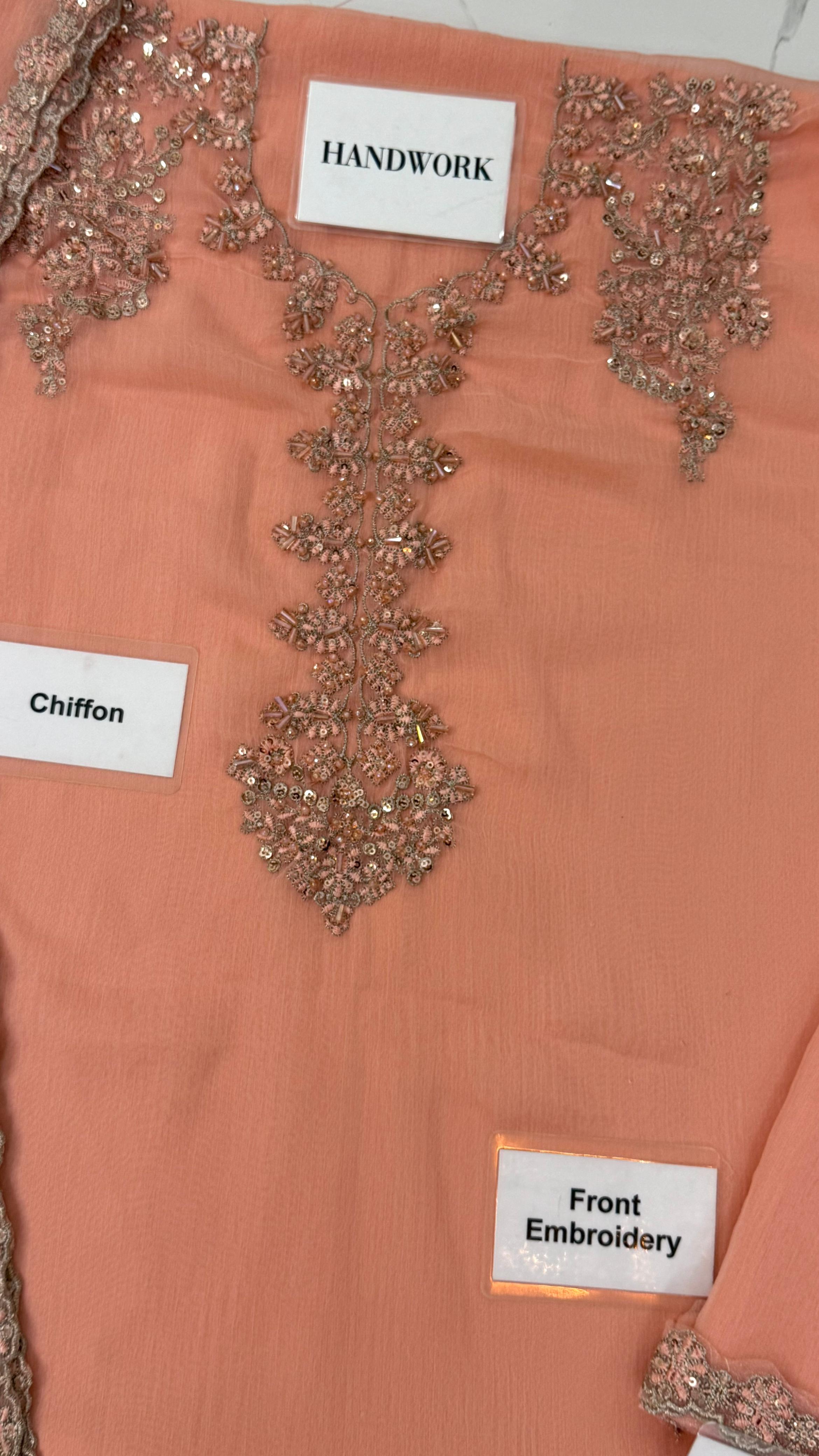 3 Piece - Chiffon Full Heavy Embroidered Suit with Embroidered Chiffon Dupatta (Unstitched)