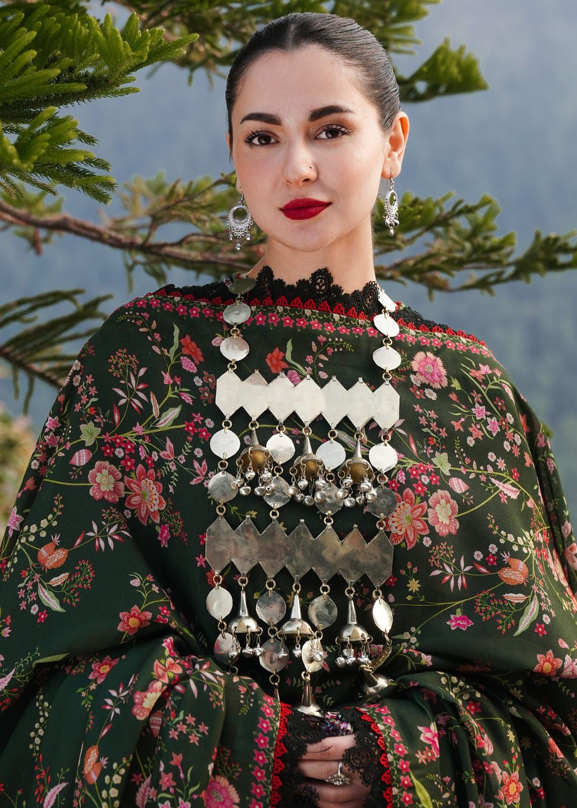 3 Piece - Dhanak Embroidered Suit with Digital Printed Soft Pashmina Wool Shawl (Unstitched)