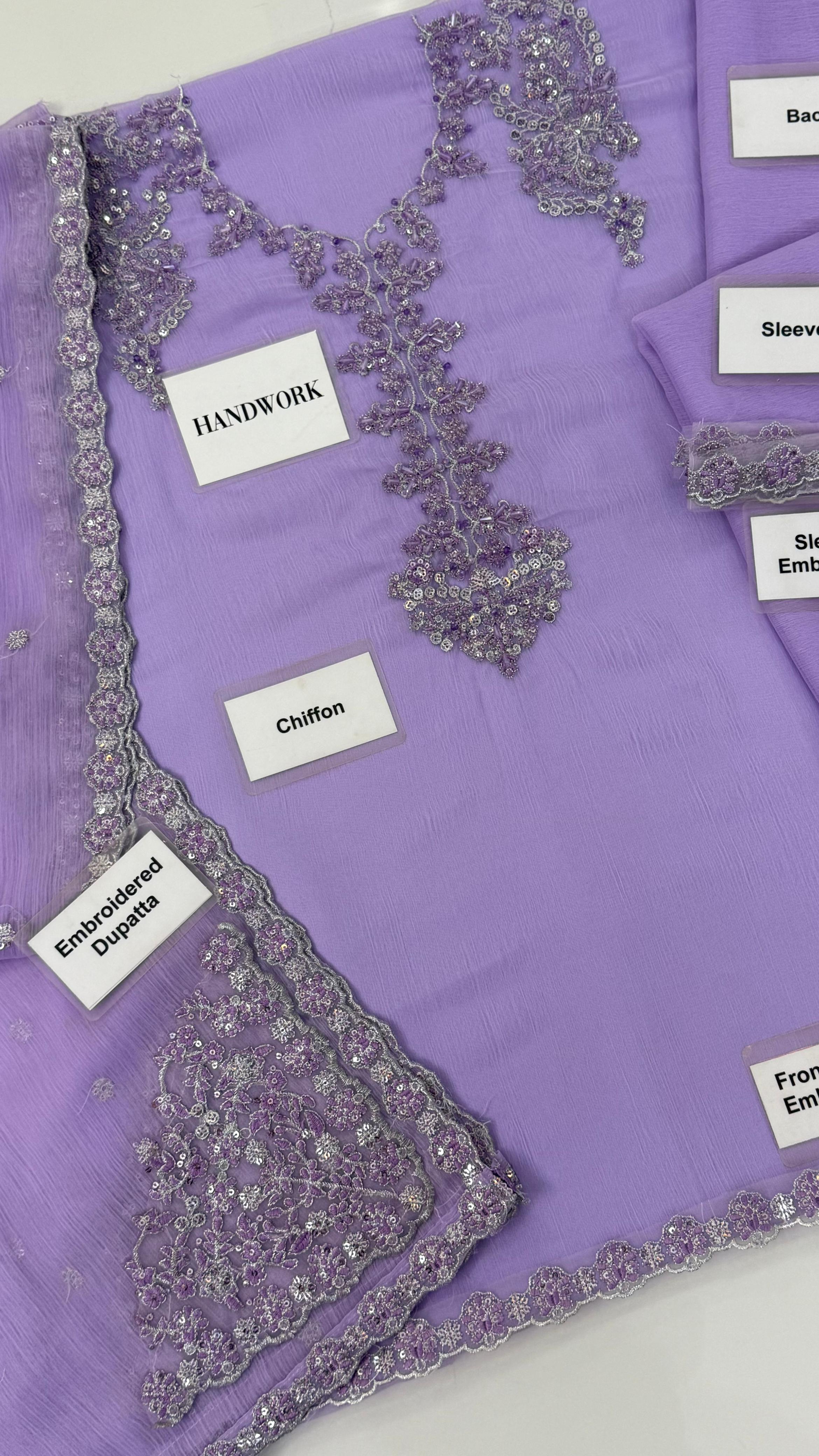 3 Piece - Chiffon Full Heavy Embroidered Suit with Heavy Embroidered Chiffon Dupatta (Unstitched)