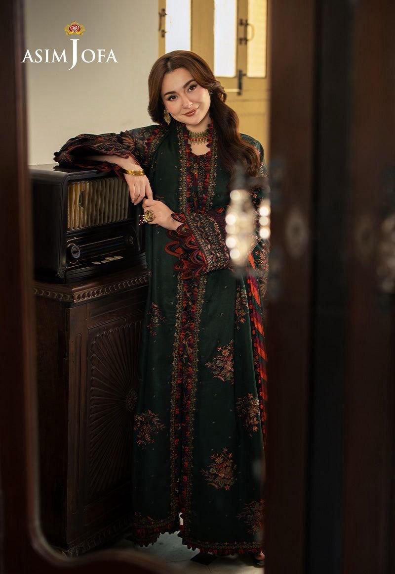 3 Piece - Dhanak Embroidered Suit with Heavy Embroidered Dhanak Shawl (Unstitched)