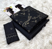 3 Piece - Khaddar Full Fancy Embroidered Suit with Dyed Khaddar Trouser (Unstitched)