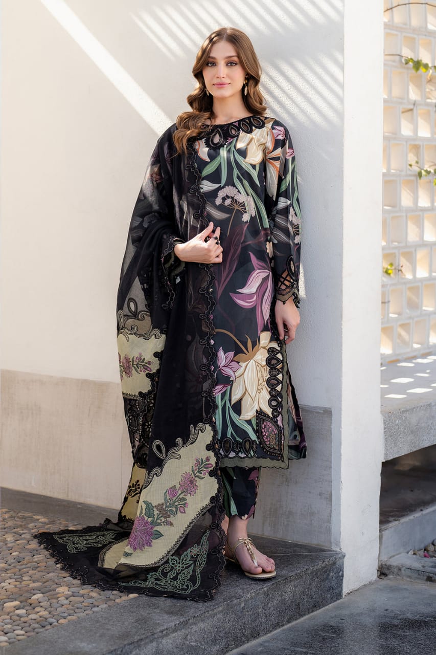 3 Piece - Baroque BanaDora Printed Linen Suit with Linen Duppatta (Unstitched)