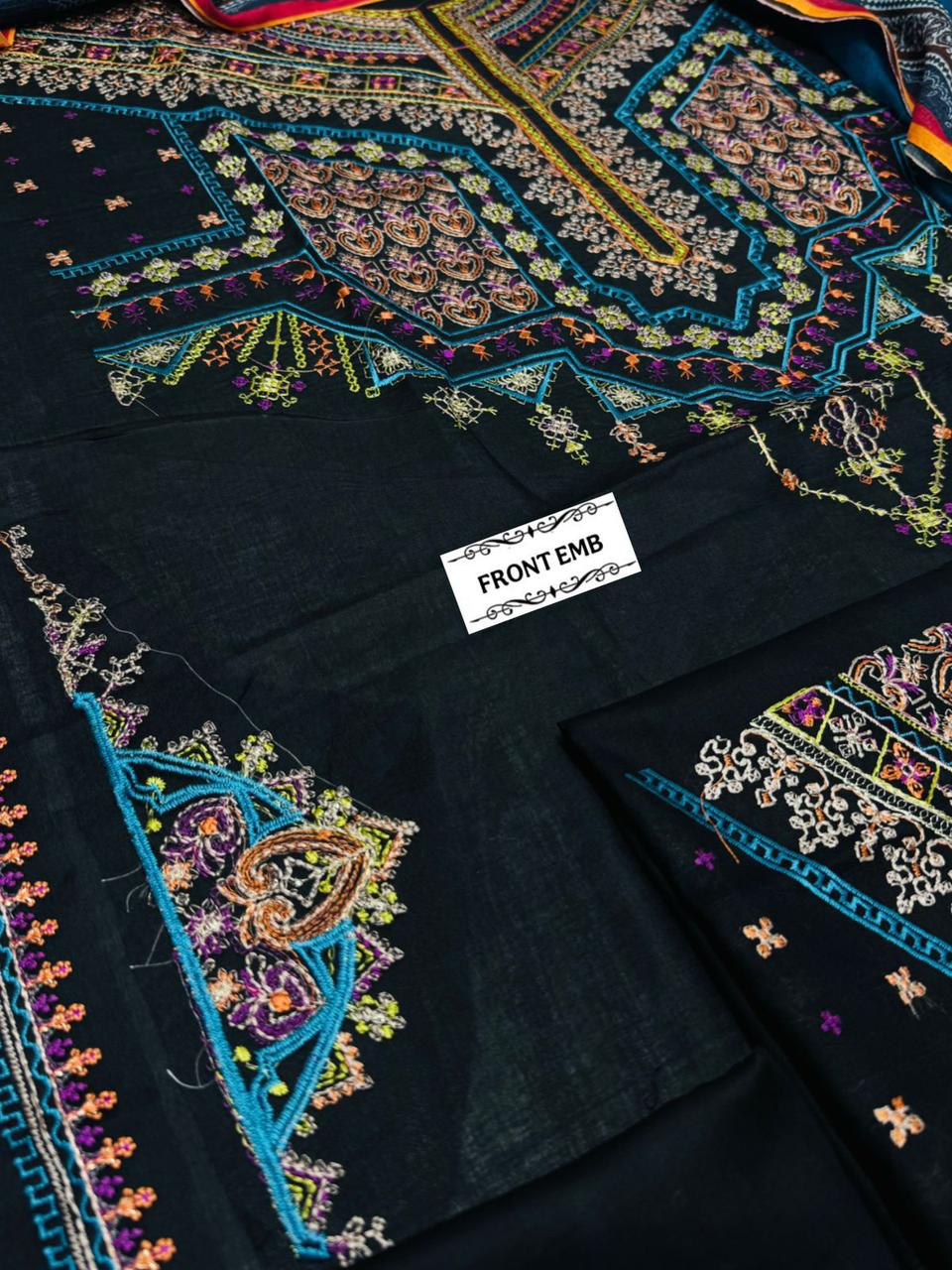 3 Piece - Dhanak Embroidered Suit with Pashmina soft Shawl (Unstitched)