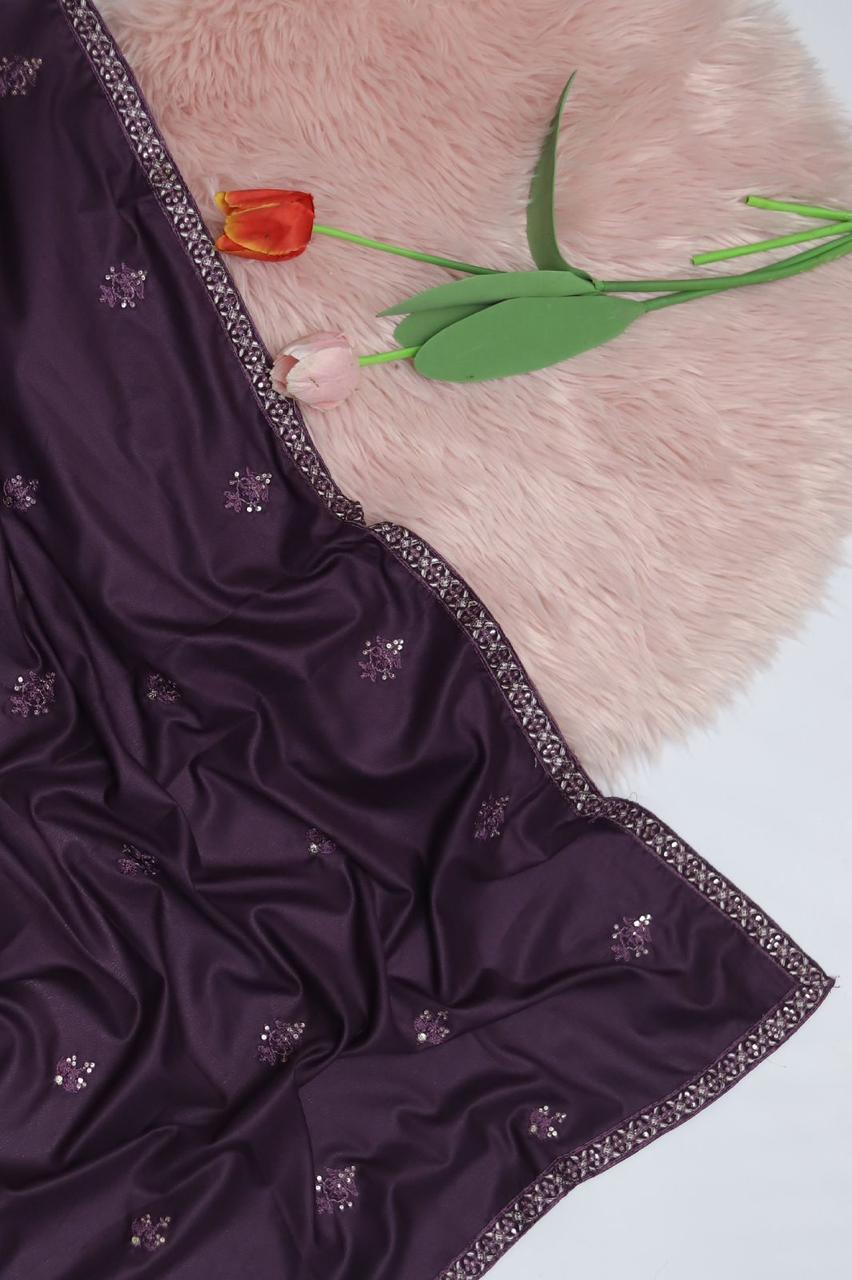 3 Piece - Maria B Dhanak Embroidered Suit with Dhanak Heavy Embroidered Shawl (Unstitched)