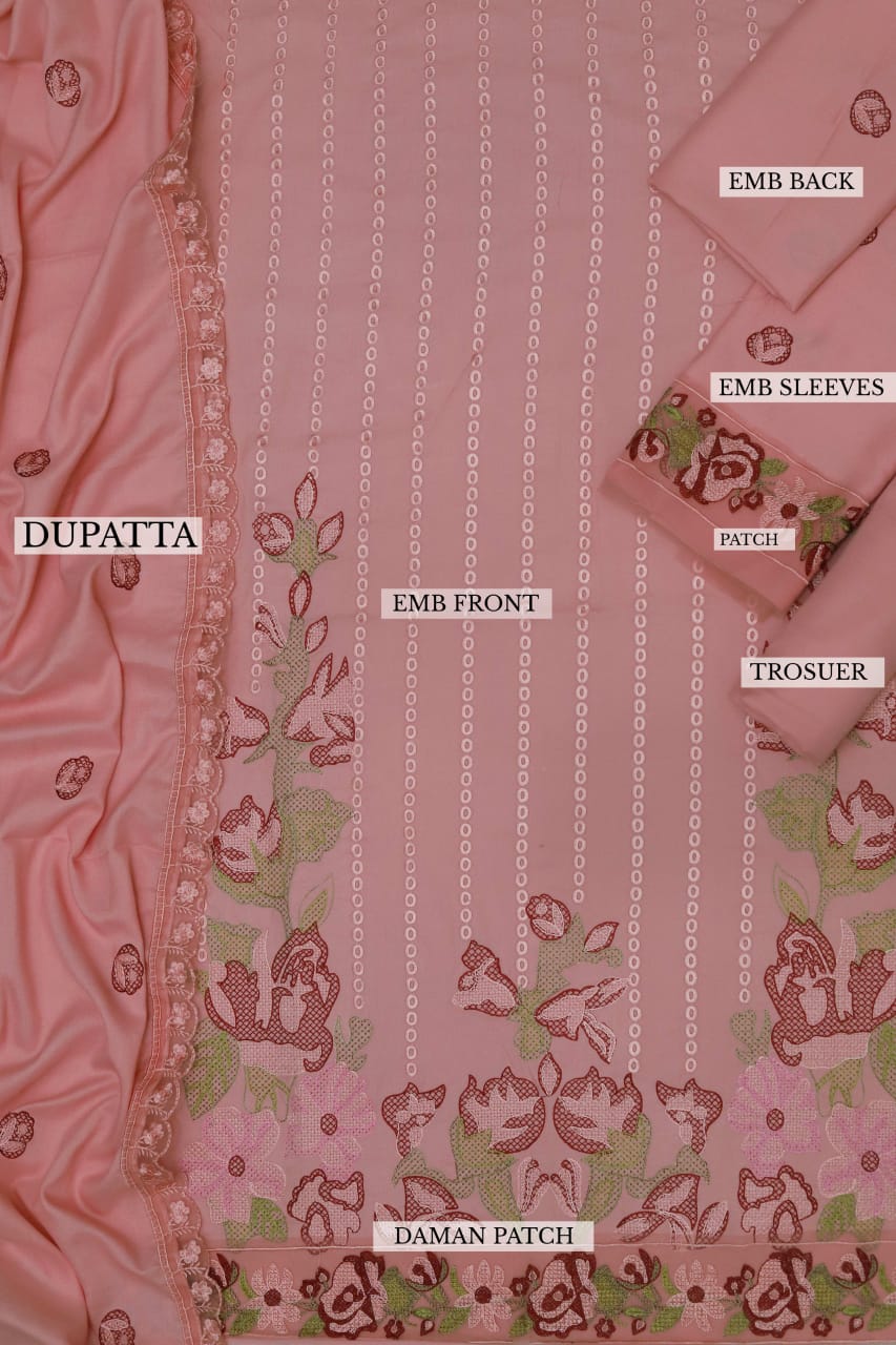 3 Piece - Maria B Dhanak Full Heavy Embroidered Suit with Embroidered Winter Wool Shawl (Unstitched)