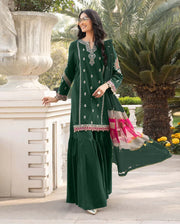 3 Piece - Maria B Dhanak Full Heavy Embroidered Suit with Digital Printed Wool Shawl (Unstitched)