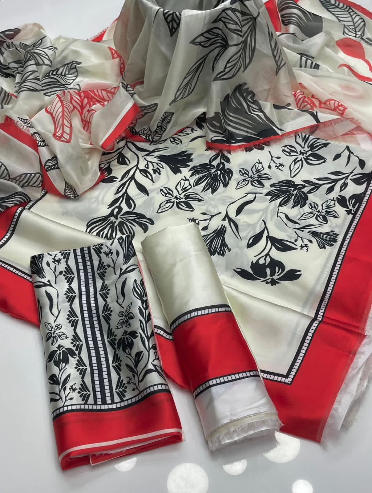 3 Piece - Shamooz Silk Suit with Digital Printed Silk Dupatta (Unstitched)