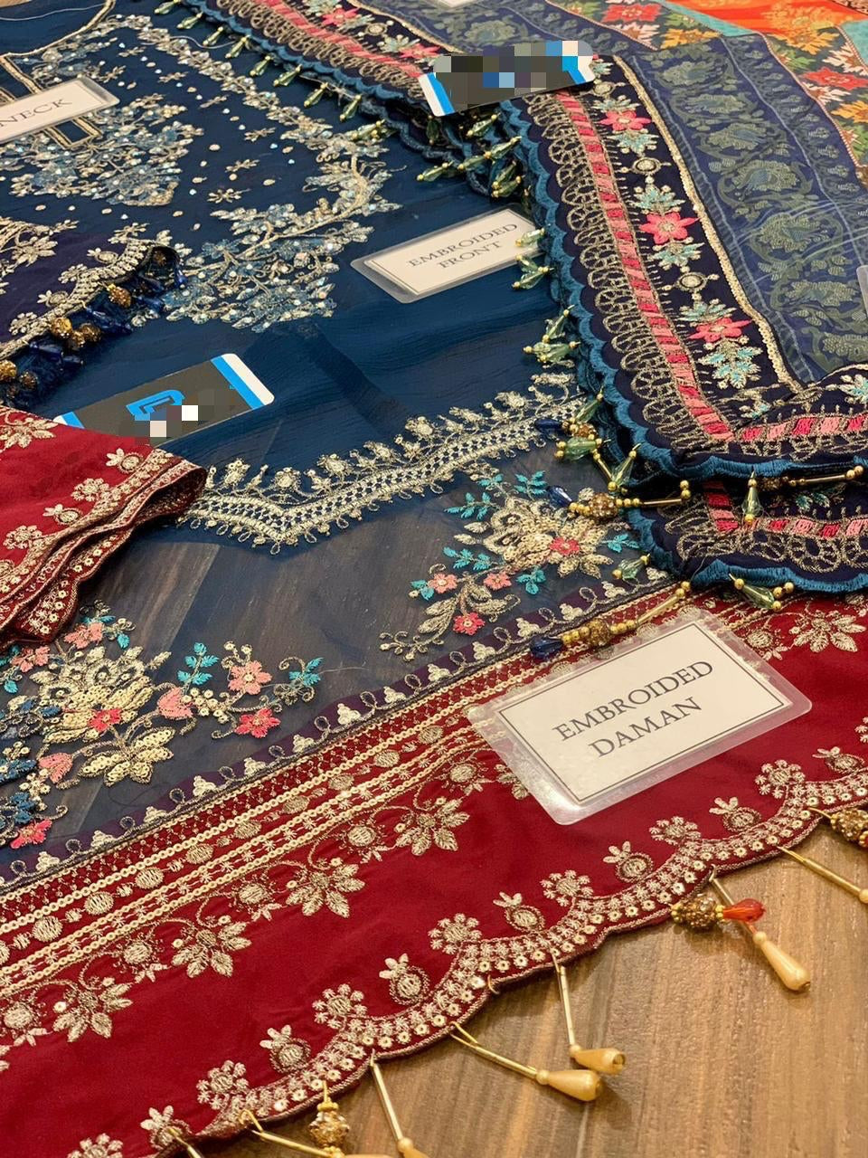 3 Piece - Maria B Chiffon Full Heavy Embroidered Suit with Digital Printed Silk Dupatta with Embroidered (Unstitched)