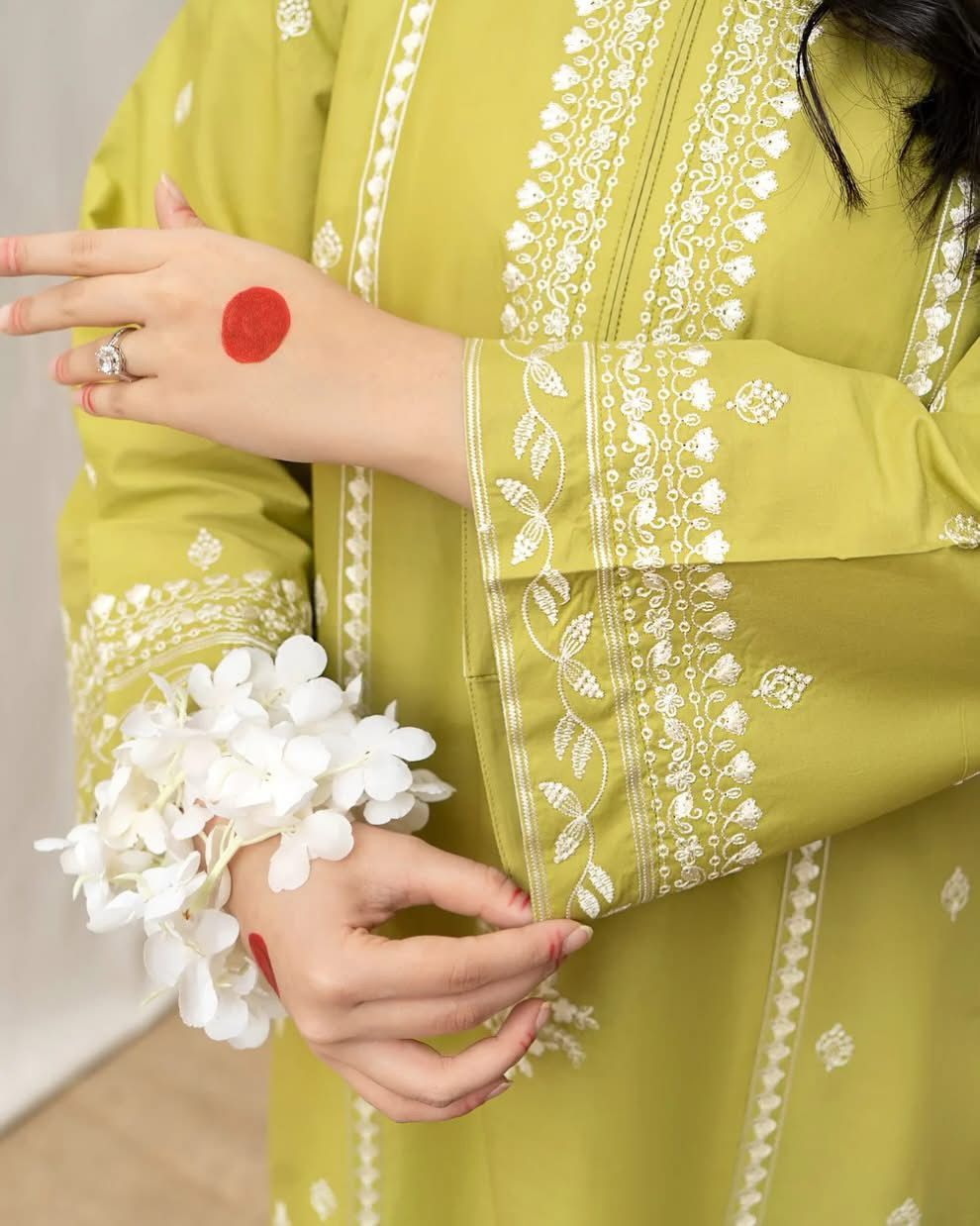 2 Piece - Dhanak Full Heavy Embroidered Suit with Plain Dyed Trouser (Unstitched)