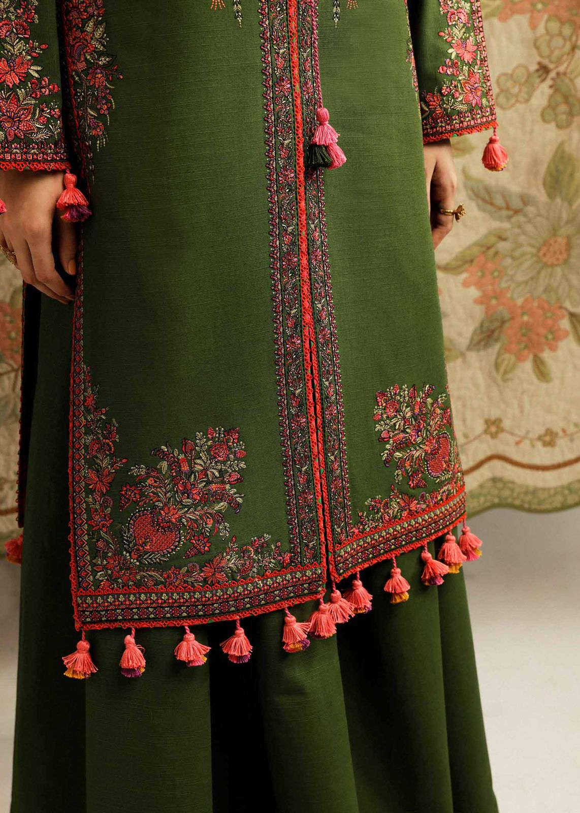 3 Piece - Dhanak Full Heavy Embroidered Suit with Digital Print Wool Shawl (Unstitched)
