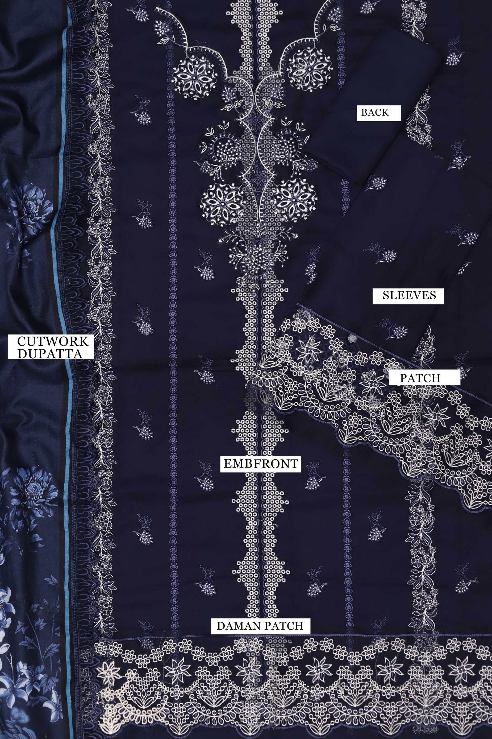 3 Piece - Dhanak Full Heavy Embroidered Suit with Embroidered Digital Printed Wool Shawl (Unstitched)