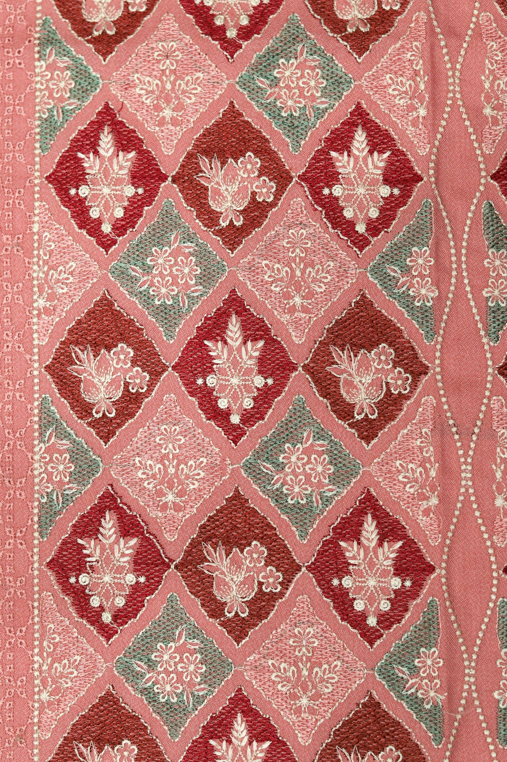 3 Piece - Dhanak Full Heavy Embroidered Suit with Embroidered Dhanak Shawl (Unstitched)