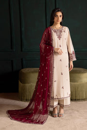 3 Piece - Dhanak Embroidered Suit with Digital Printed Dhanak Shawl (Unstitched)