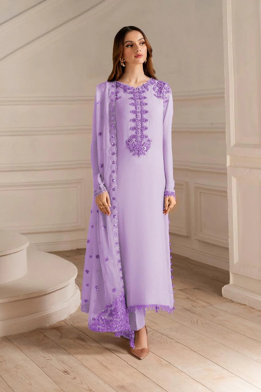 3 Piece - Chiffon Full Heavy Embroidered Suit with Heavy Embroidered Chiffon Dupatta (Unstitched)