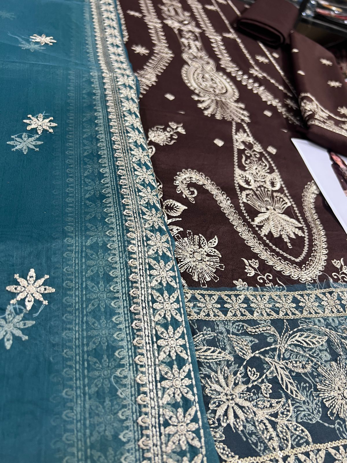 3 Piece - Asim Jofa Dhanak Embroidered Suit with Organza Embroidered Dupatta (Unstitched)