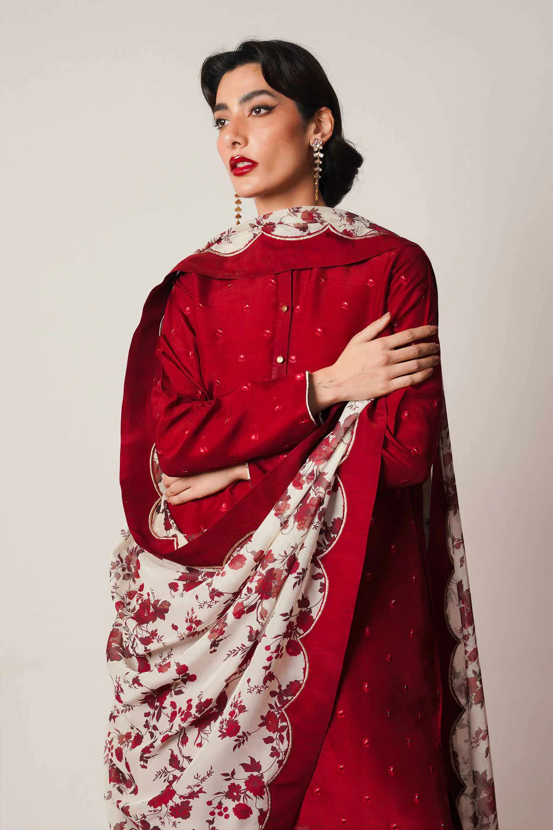 3 Piece - Zara Shahjahan Dhanak Embroidered Suit with Digital Printed Pashmina Shawl (Unstitched)