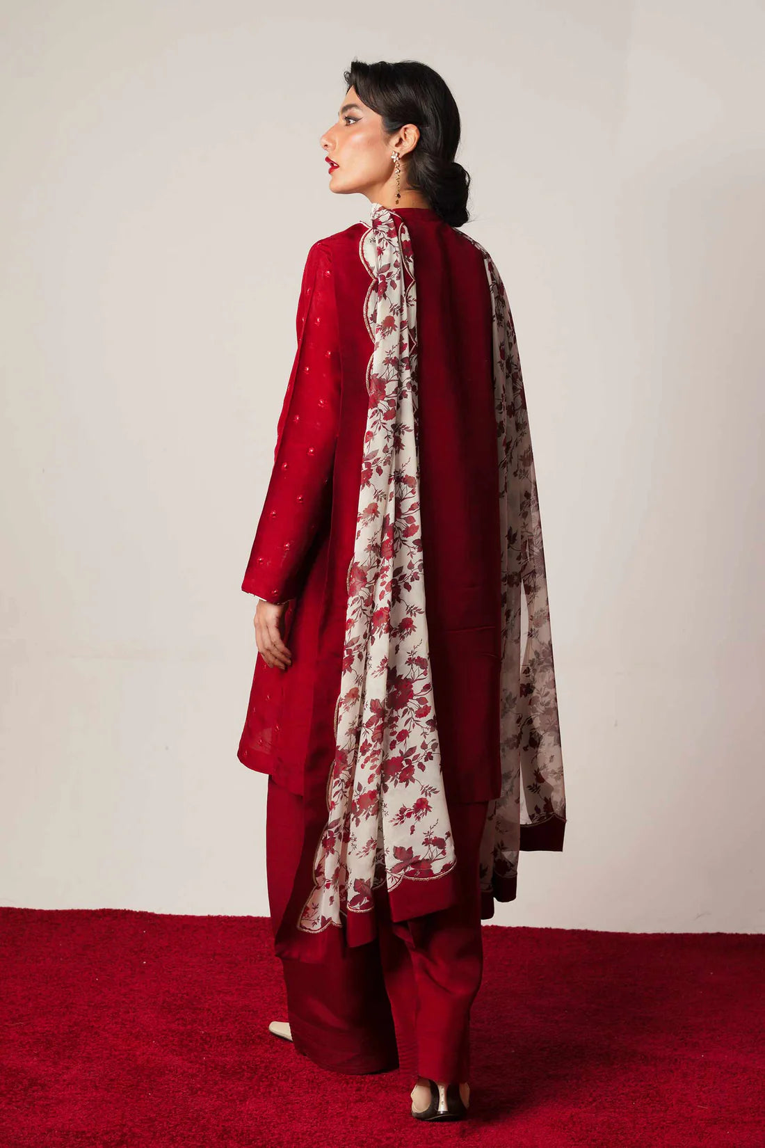 3 Piece - Zara Shahjahan Dhanak Embroidered Suit with Digital Printed Pashmina Shawl (Unstitched)