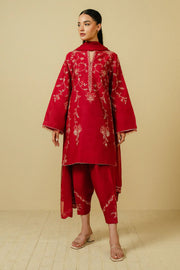 3 Piece - Zara Shahjahan Dhanak Lawn Embroidered Suit with Tarkashi Monark Duppatta (Unstitched)