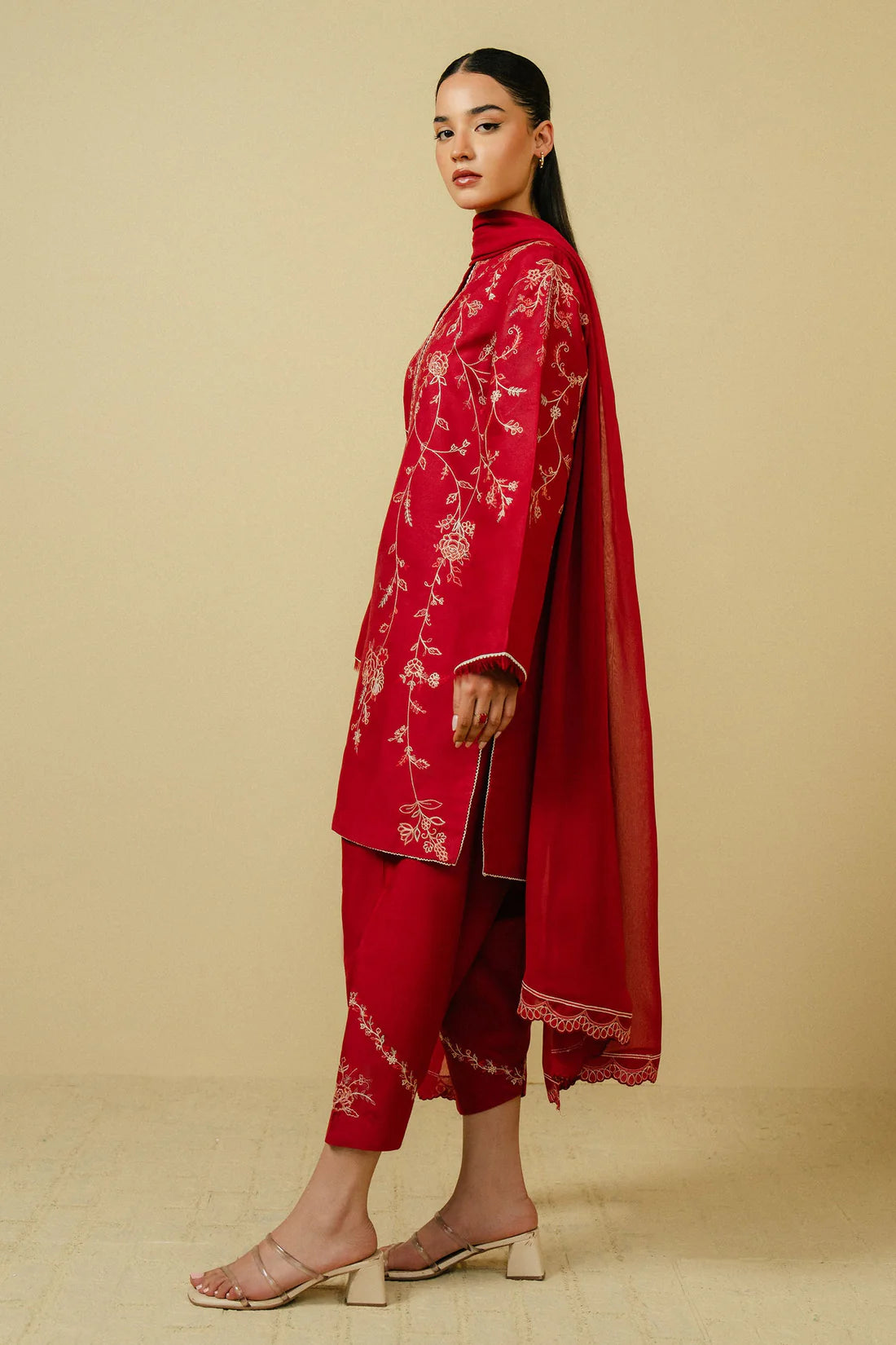 3 Piece - Zara Shahjahan Dhanak Lawn Embroidered Suit with Tarkashi Monark Duppatta (Unstitched)