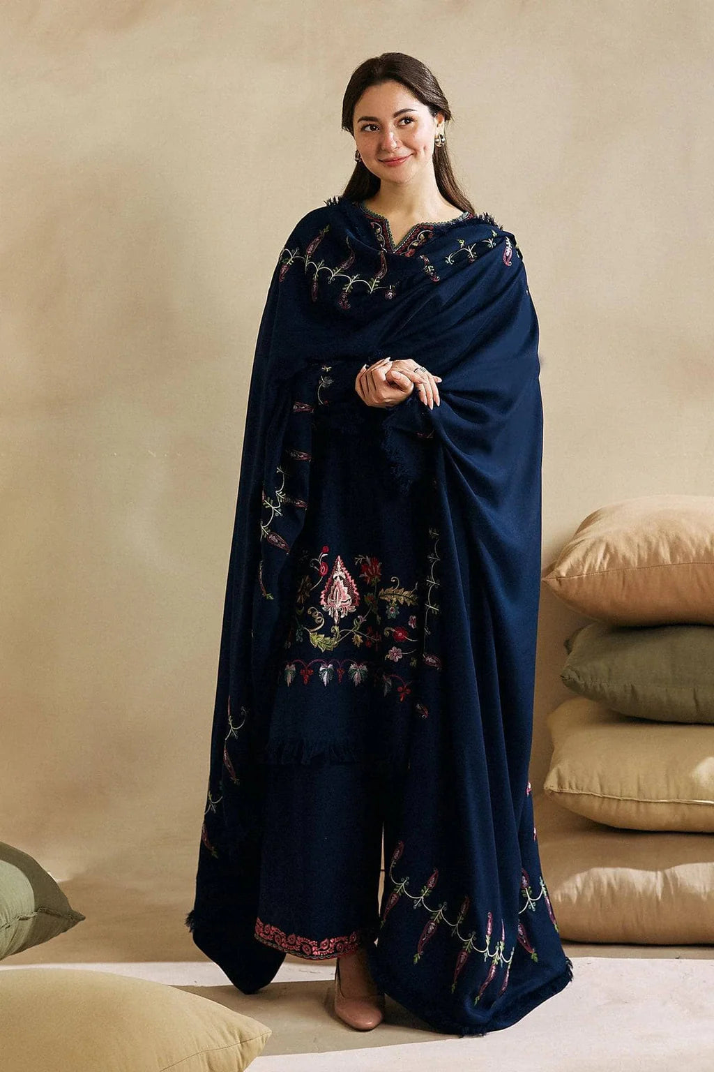 3 Piece - Dhanak Embroidered Suit with Embroidered Dhanak Dupatta (Unstitched)