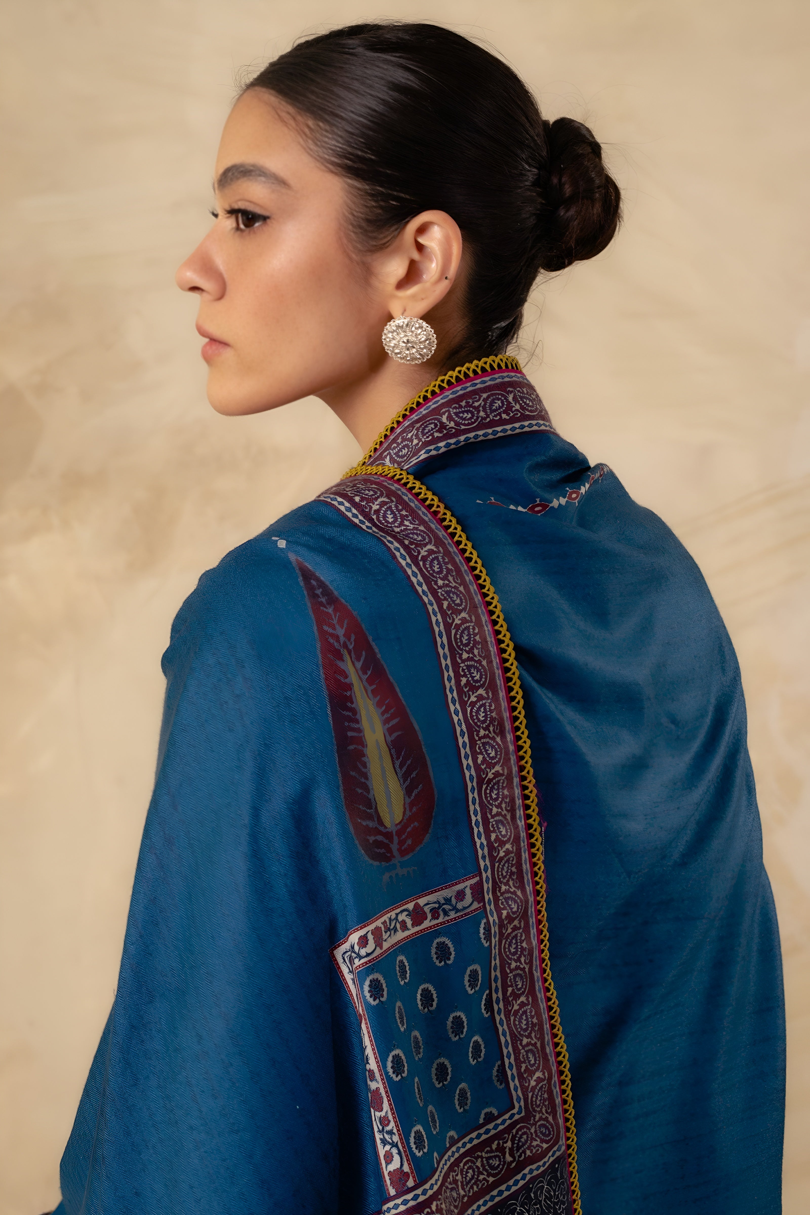 3 Piece - Dhanak Embroidered Suit with Pashmina soft Shawl (Unstitched)