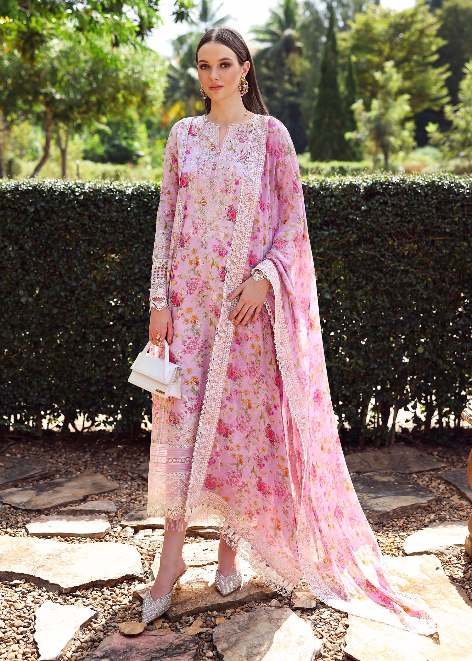 3 Piece - Sapphire Linen Full Embroidered Suit with Printed Linen Duppatta (Unstitched)