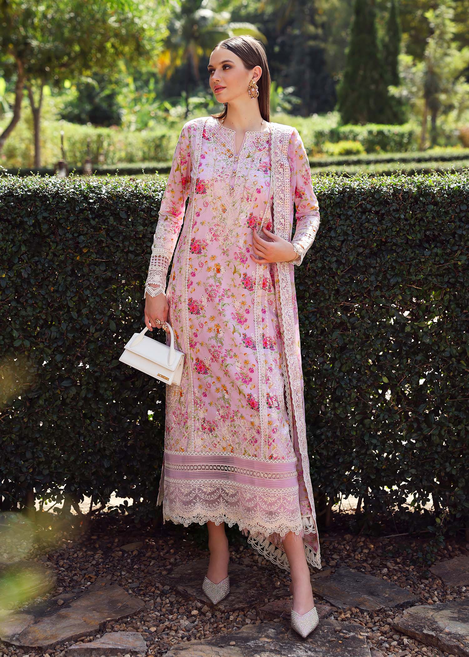 3 Piece - Sapphire Linen Full Embroidered Suit with Printed Linen Duppatta (Unstitched)