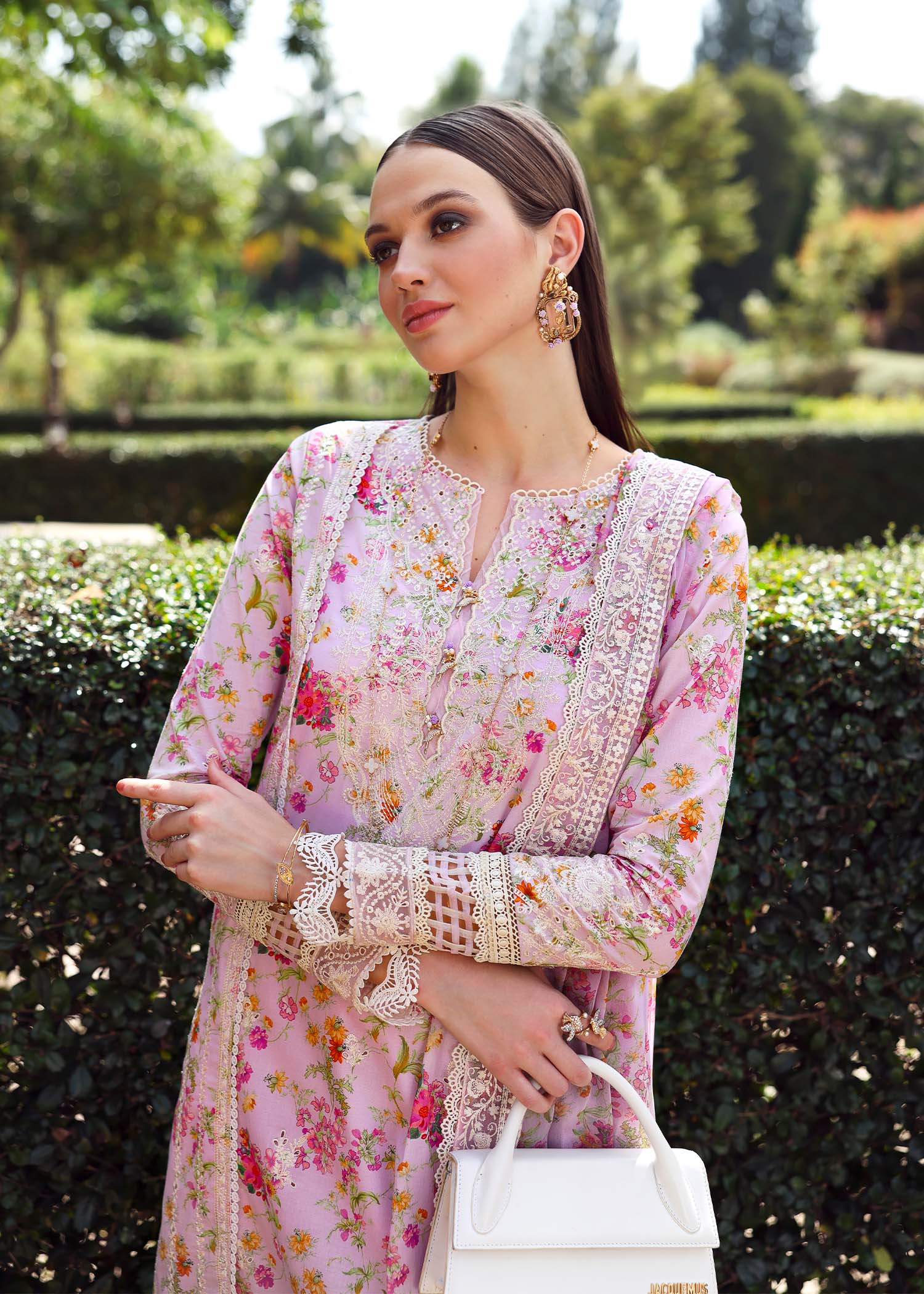 3 Piece - Sapphire Linen Full Embroidered Suit with Printed Linen Duppatta (Unstitched)