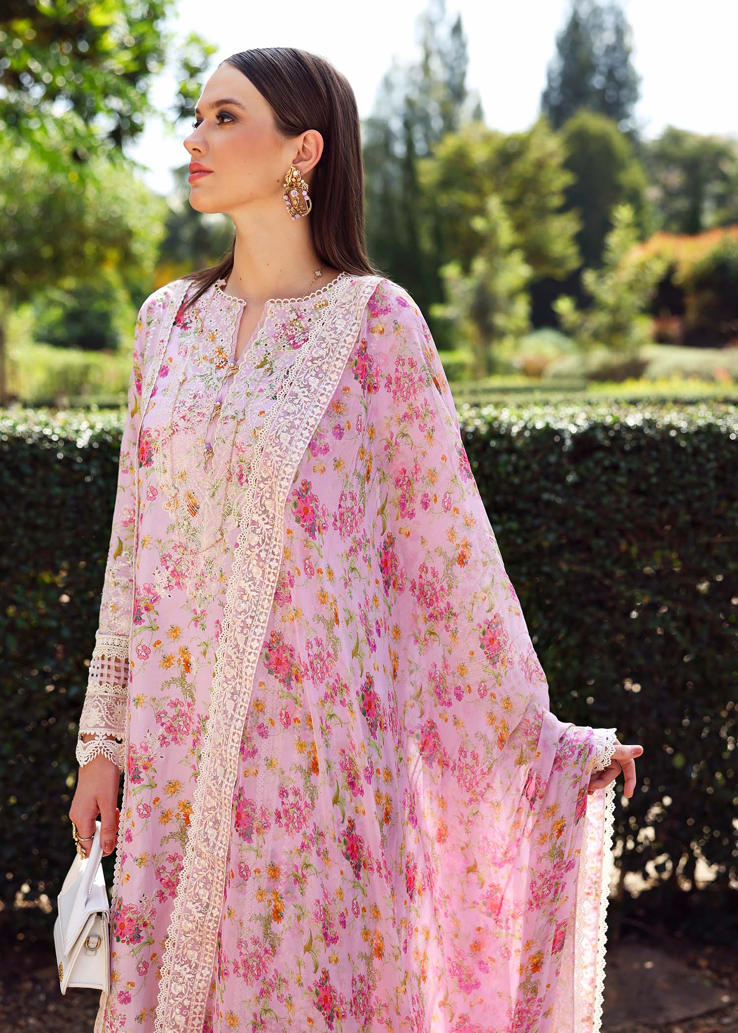 3 Piece - Sapphire Linen Full Embroidered Suit with Printed Linen Duppatta (Unstitched)