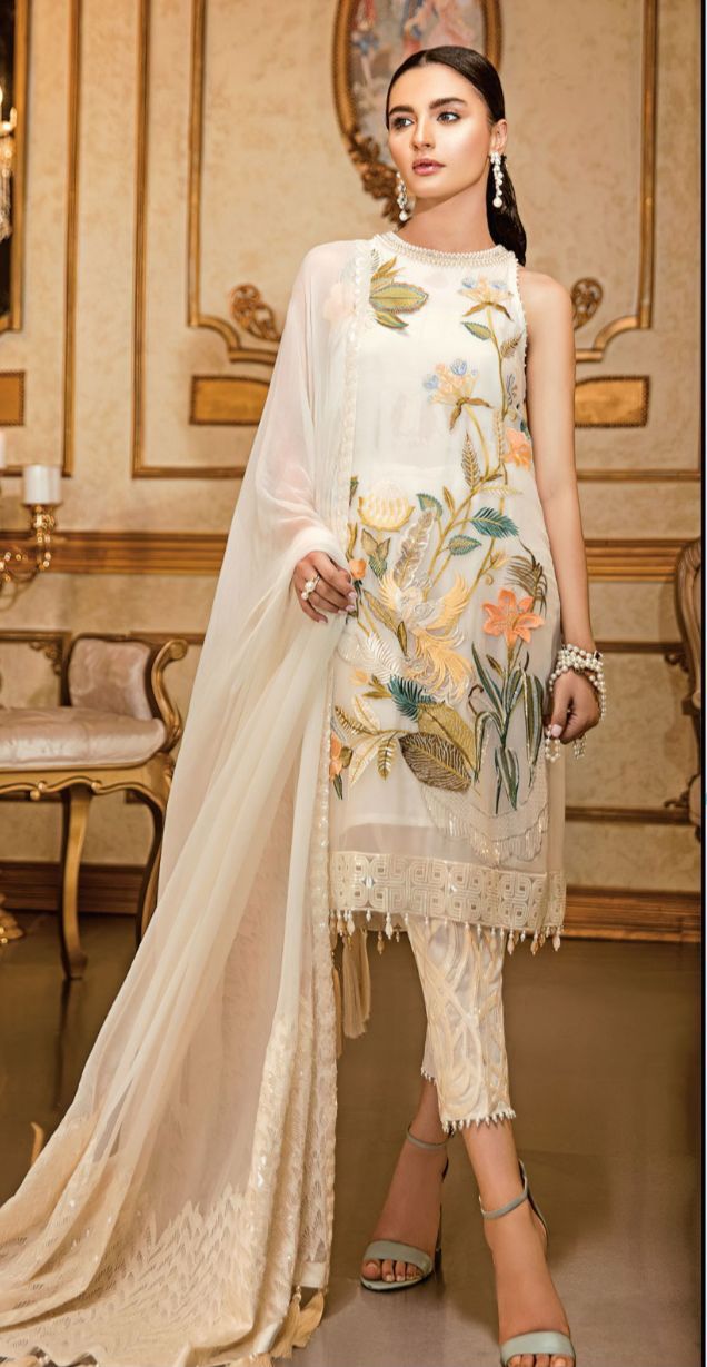 3 Piece -Chiffon Embroidered Suit with Embroidered Chiffon Dupatta (Unstitched)