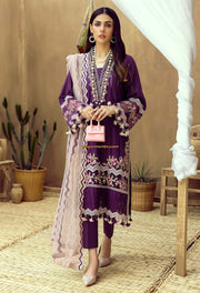 3 Piece - Dhanak Embroidered Suit with Organza Cut Work Embroidered Dupatta (Unstitched)