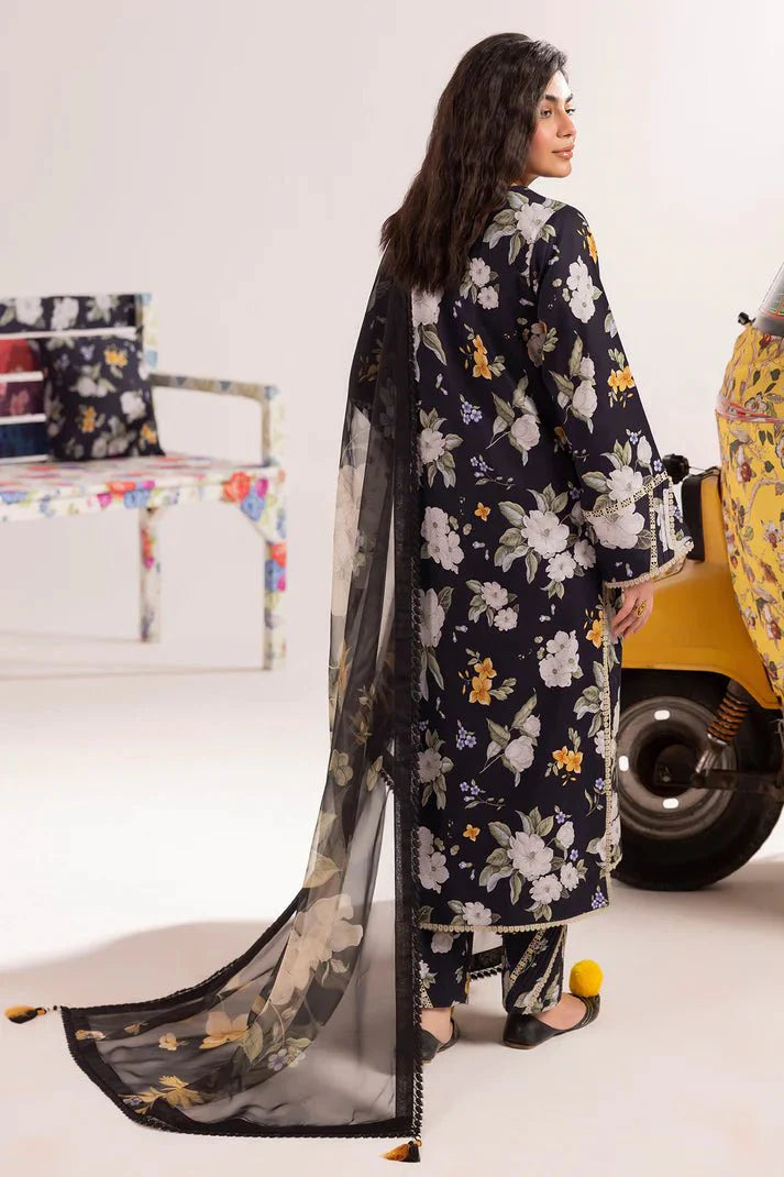 3 Piece - Iznik Khaddar Full Heavy Embroidered Suit with Digital Printed Khaddar Dupatta (Unstitched)
