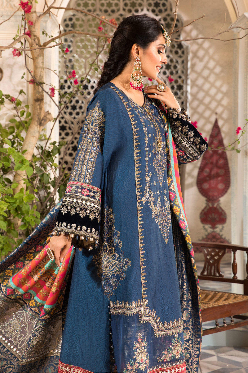 3 Piece - Maria B Chiffon Full Heavy Embroidered Suit with Digital Printed Silk Dupatta with Embroidered (Unstitched)