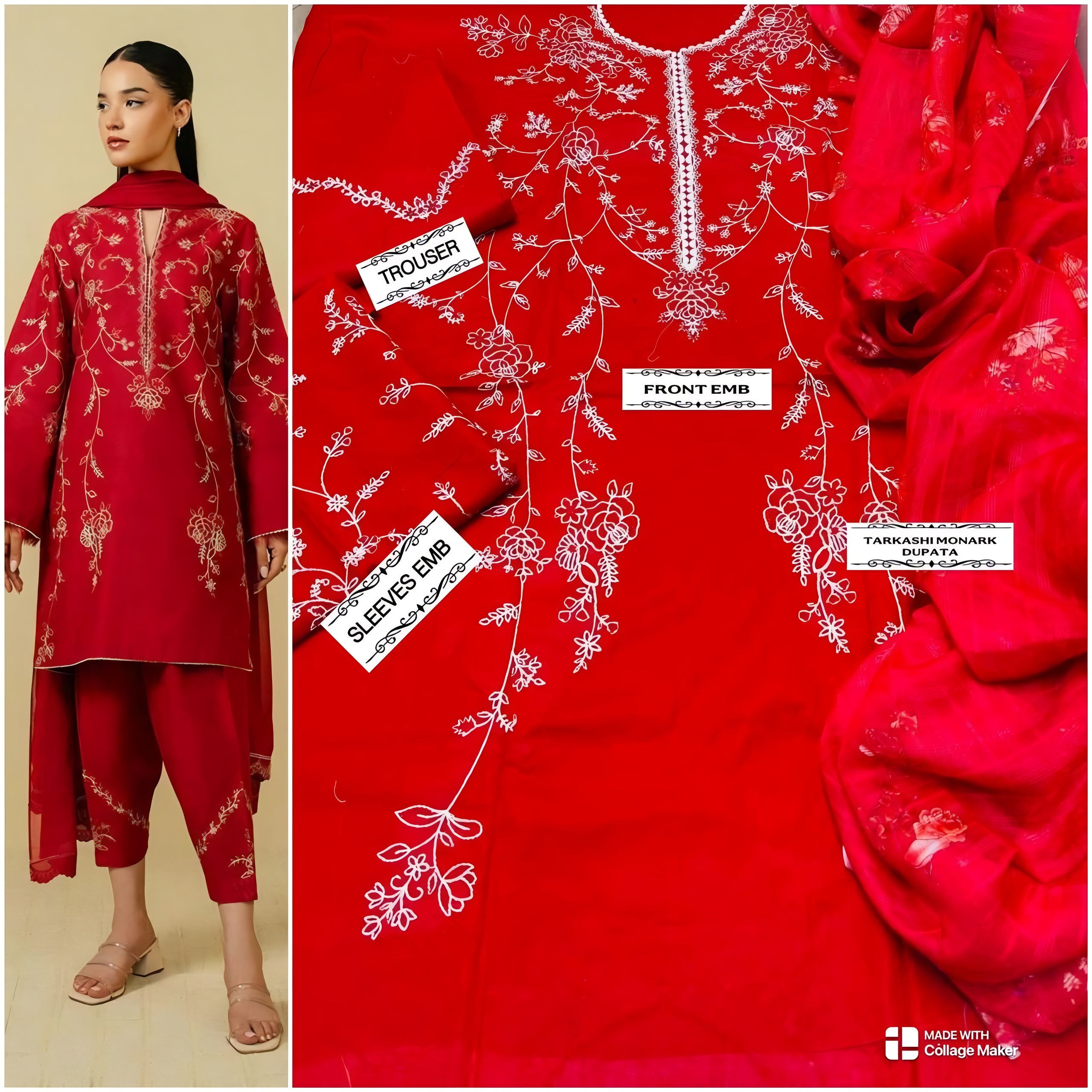 3 Piece - Zara Shahjahan Dhanak Lawn Embroidered Suit with Tarkashi Monark Duppatta (Unstitched)