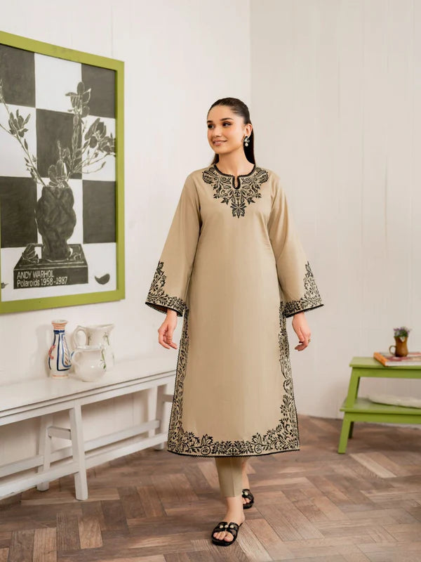 3 Piece - Dhanak Full Heavy Embroidered Suit with Digital Print Wool Shawl Dupatta (Unstitched)