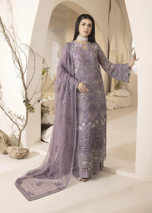 3 Piece - Laam Organza and Chiffon Full Heavy Embroidered Suit with Embroidered  Chiffon Dupatta (Unstitched)