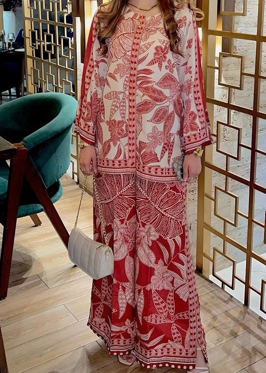3 Piece - Silk Suit with Digital Printed Silk Dupatta (Unstitched)