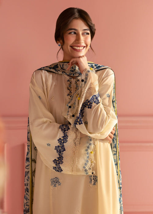 3 Piece - Cross Stitch Dhanak Embroidered Suit with Digital Printed Wool Shawl (Unstitched)