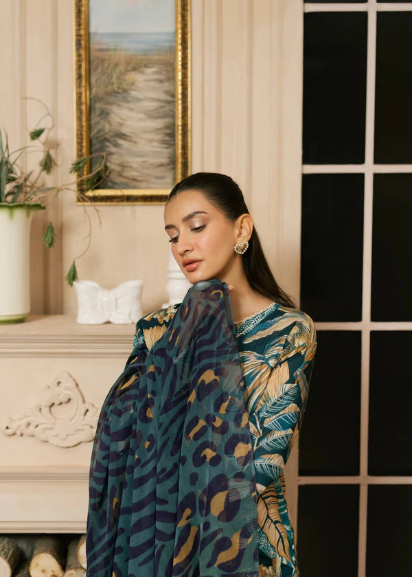 3 Piece - Khaddar Digital Printed Suit with Digital Printed Khaddar Dupatta (Unstitched)