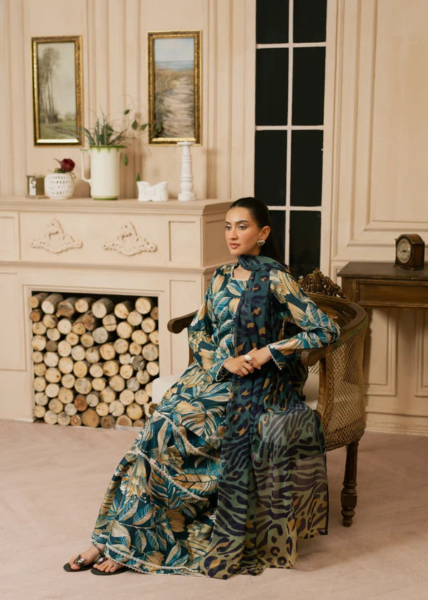 3 Piece - Khaddar Digital Printed Suit with Digital Printed Khaddar Dupatta (Unstitched)