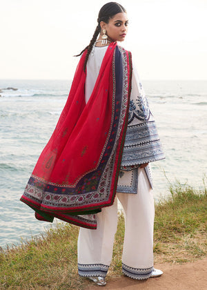 3 Piece - Dhanak Full Heavy Embroidered Suit with Digital Printed Wool Shawl (Unstitched)