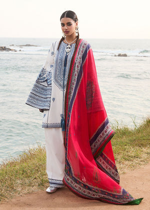 3 Piece - Dhanak Full Heavy Embroidered Suit with Digital Printed Wool Shawl (Unstitched)