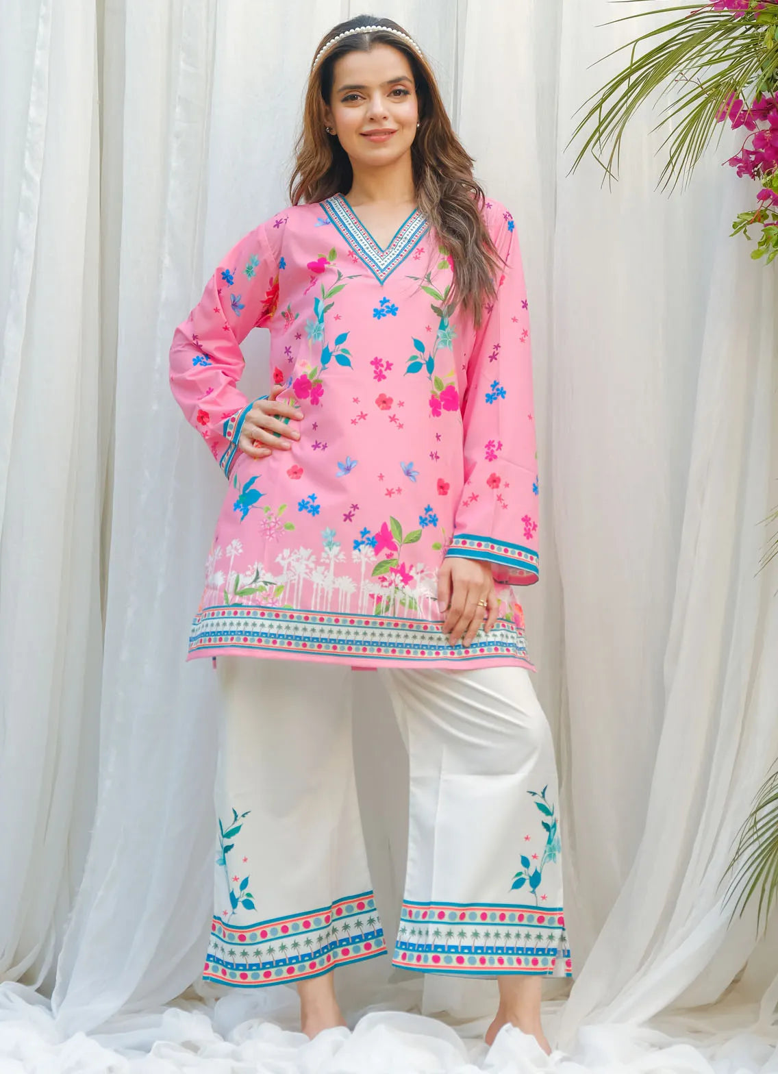 3 Piece - Silk Suit with Digital Printed Silk Dupatta (Unstitched)