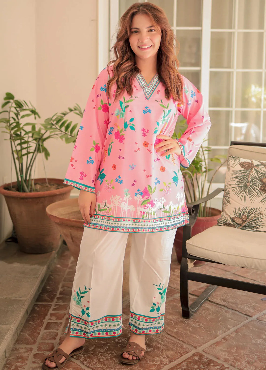 3 Piece - Silk Suit with Digital Printed Silk Dupatta (Unstitched)