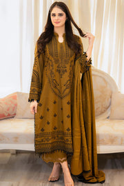 3 Piece - Dhanak Full Heavy Embroidered Suit with Dhanak Shawl  (Unstitched)