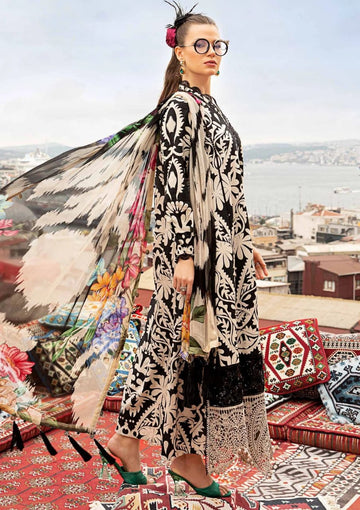3 Piece - Maria B Lawn Suit With Chiffon Dupatta (Unstitched)