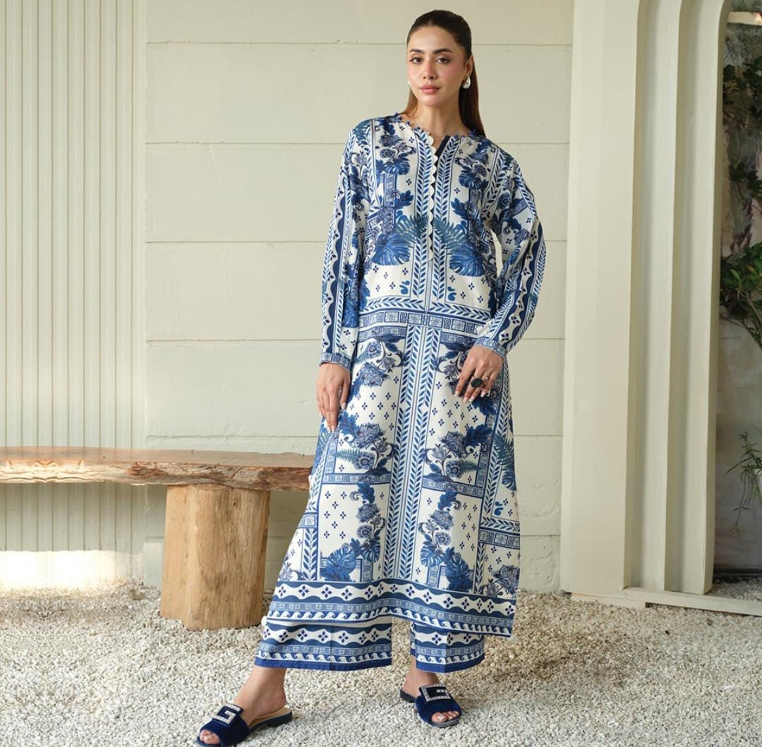 3 Piece - Silk  Digital Printed Shamooz Silk  Suit with Digital Printed Silk Dupatta (Unstitched)