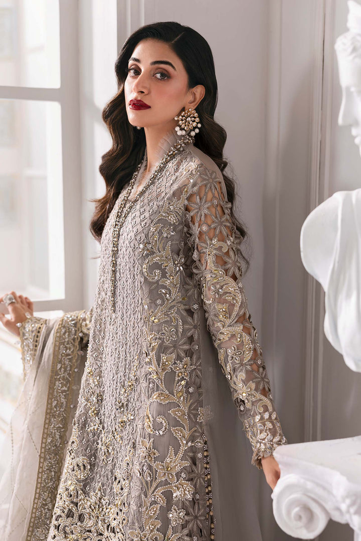 3 Piece - Maria B Chiffon Full Heavy Embroidered Suit with Chiffon Embroidered Duppatta (Unstitched)