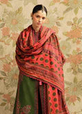 3 Piece - Dhanak Full Heavy Embroidered Suit with Digital Print Wool Shawl (Unstitched)